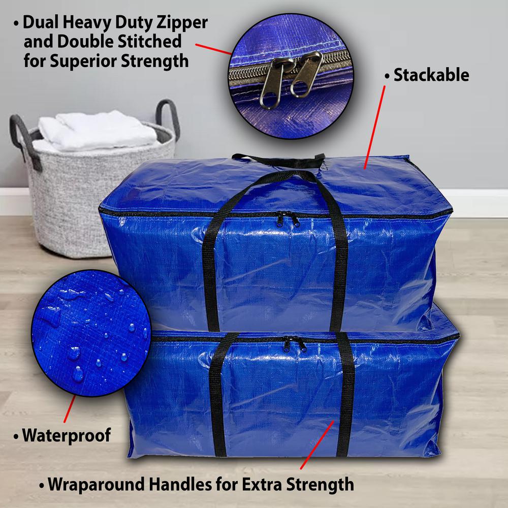 4 Pack Extra Large Moving Bags with Zippers & Carrying Handles. Picture 7