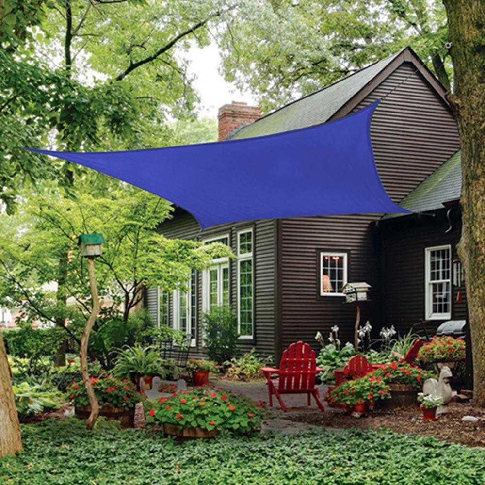 12-Feet Quadrilateral Sun Shade Sail, 320gsm Woven Fabric, Square, Blue. Picture 6