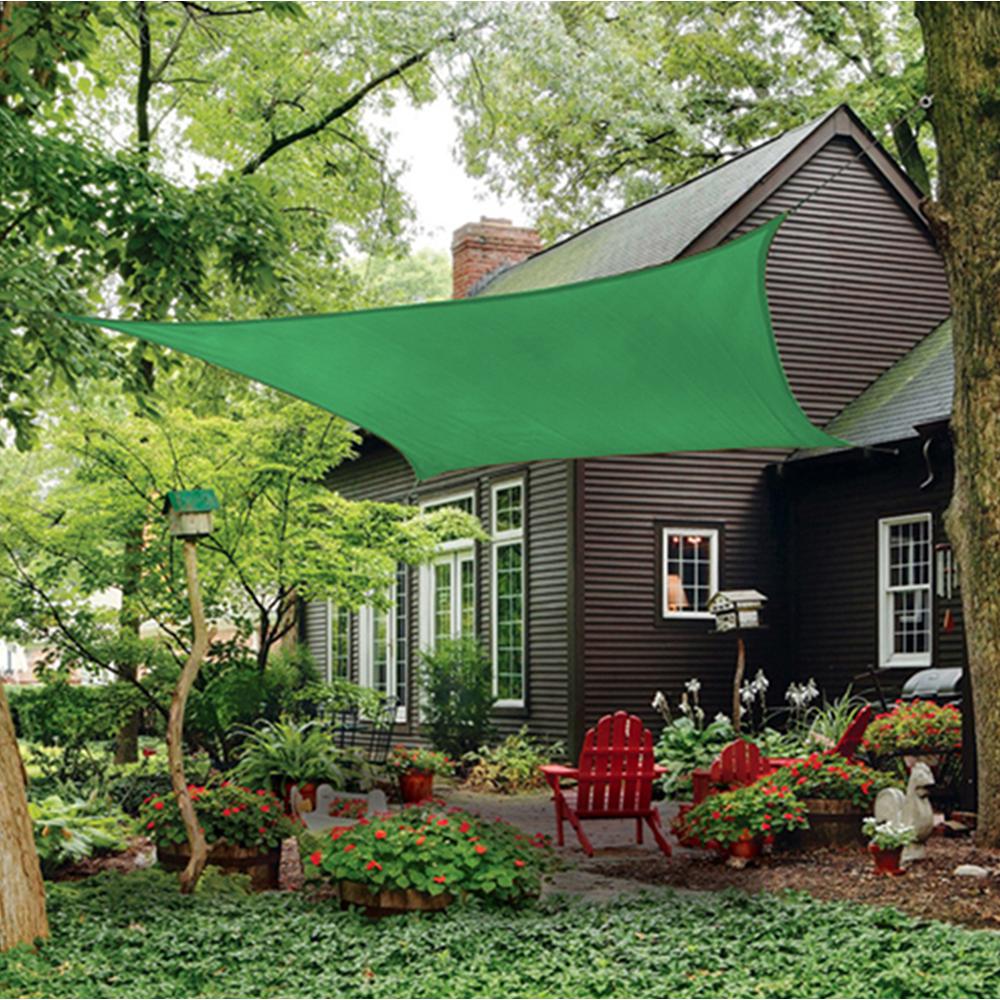 12-Feet Quadrilateral Sun Shade Sail, 320gsm Woven Fabric, Square, Green. Picture 6