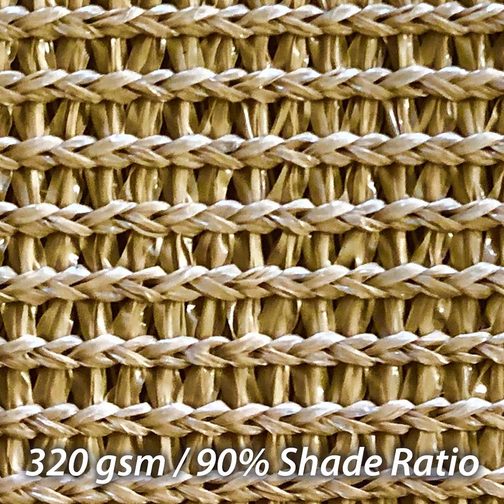 12-Feet Quadrilateral Sun Shade Sail, 320gsm Woven Fabric, Square, Sand. Picture 4