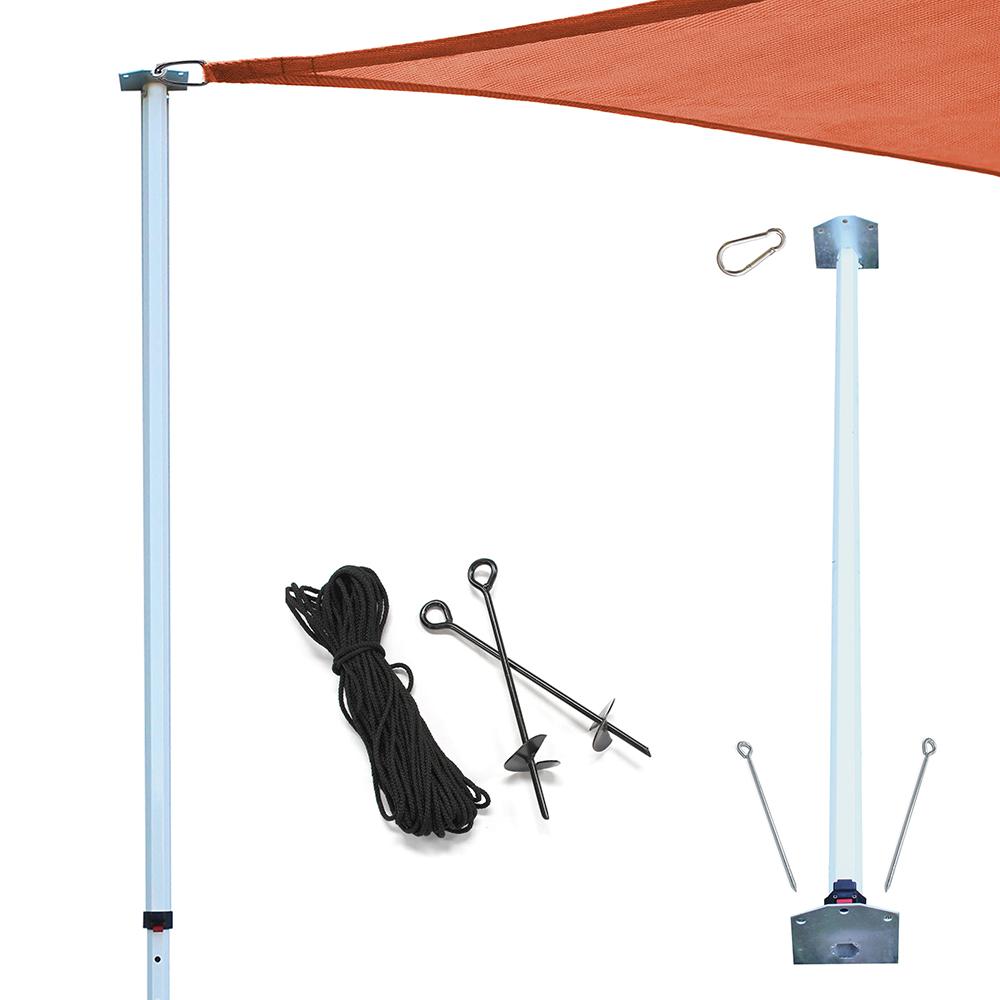 Sun Shade Sail 9-Feet Extension Pole Kit Contains Rope,Stakes and Snapclips. Picture 1