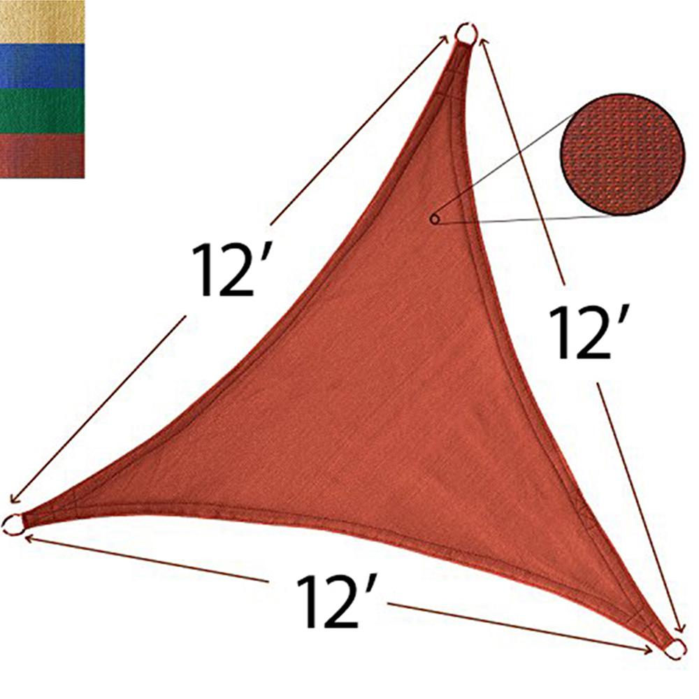 12-Feet Triangle Sun Shade Sail, 320gsm Woven Fabric, Terracotta, TSS12TCN. Picture 1