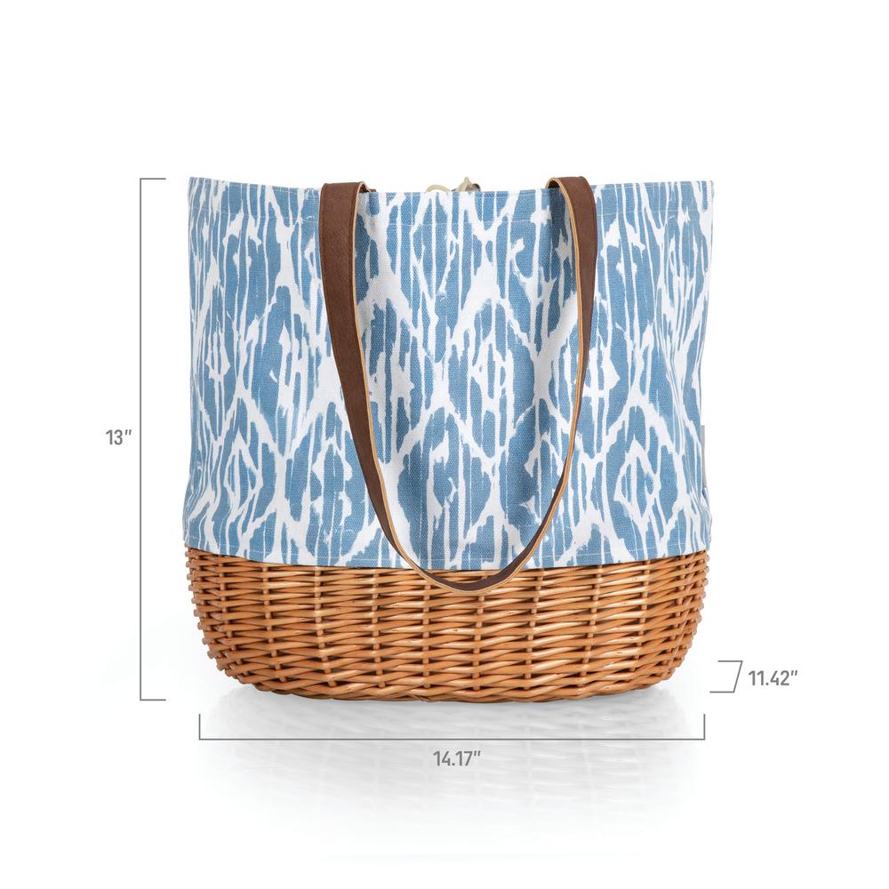 Coronado Canvas and Willow Basket Tote, (Moroccan Watercolor Pattern). The main picture.