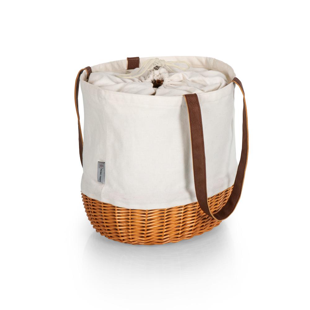Coronado Canvas and Willow Basket Tote, (Beige Canvas). Picture 5