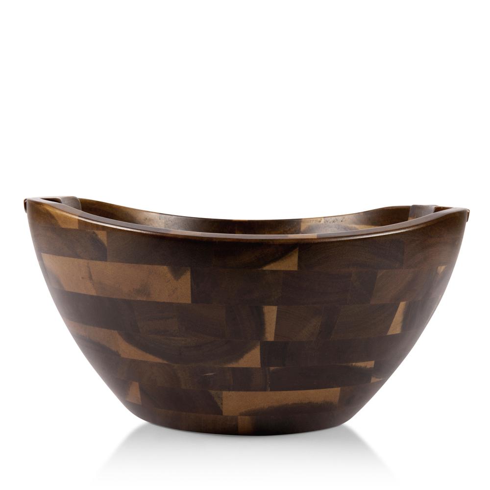 Fabio Viviani Mescolare Large Salad Bowl with Integrated Serving/Tossing Tools, (Acacia Wood). Picture 5