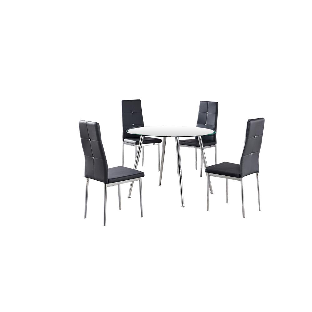 Best Master Furniture Sandy 5 Piece Modern Faux Leather Dinette Set in Gray. Picture 1
