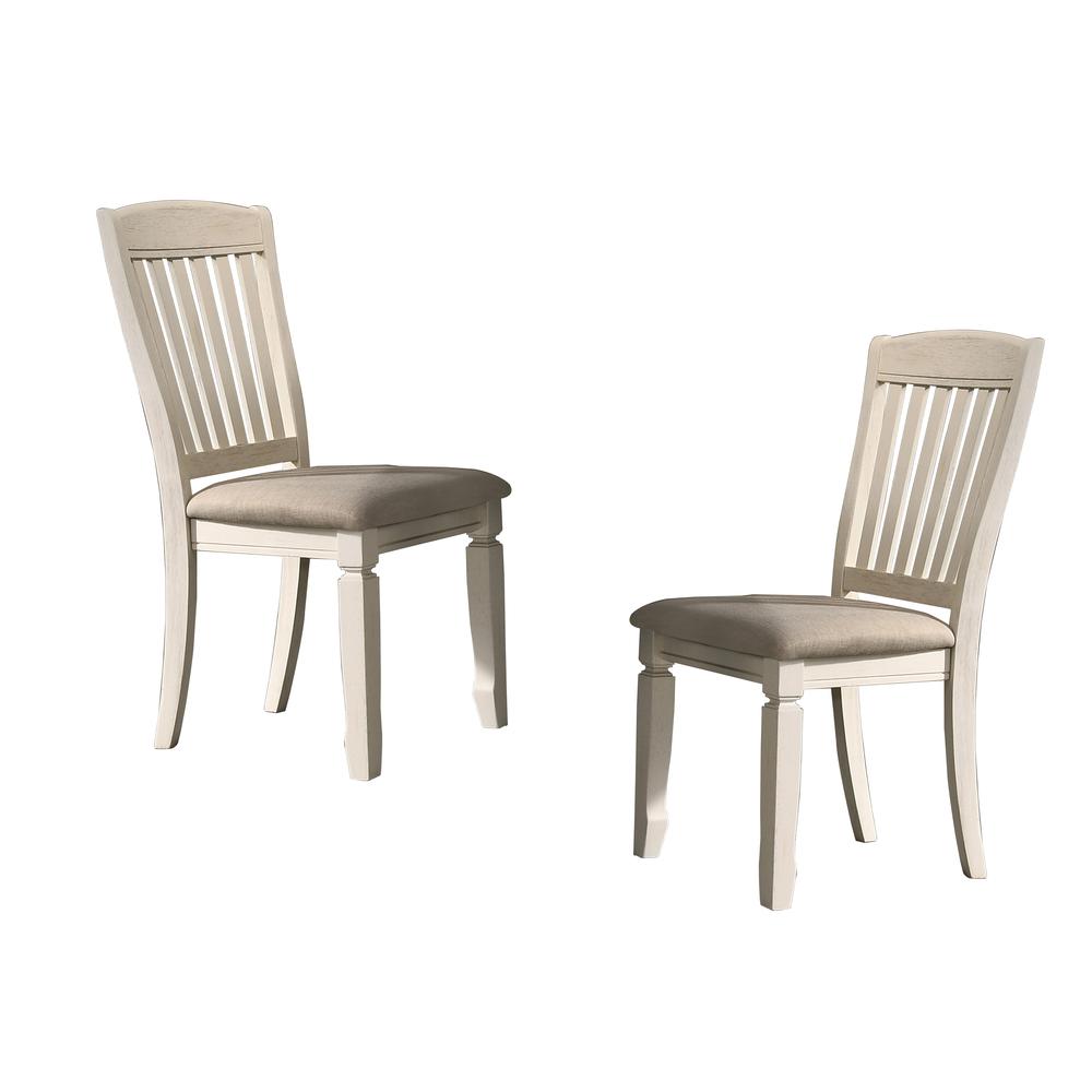 Best Master Furniture Belle Wood Slat Back Dining Chair in Oak Cream (Set of 2). Picture 1