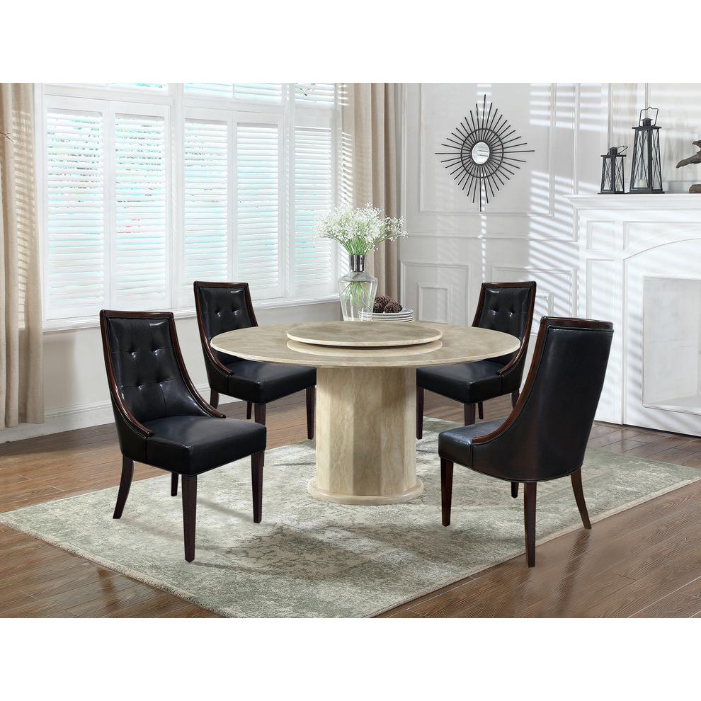 Best Master Raphael Faux Leather Dining Side Chair in Black/Espresso (Set of 2). Picture 3
