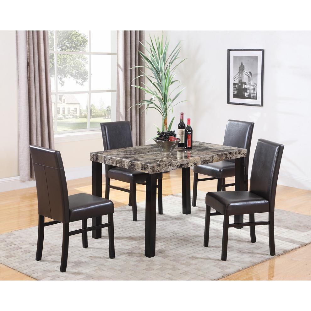 Best Master Melissa 5-Piece Faux Leather Dining Set in Black/Espresso. Picture 2
