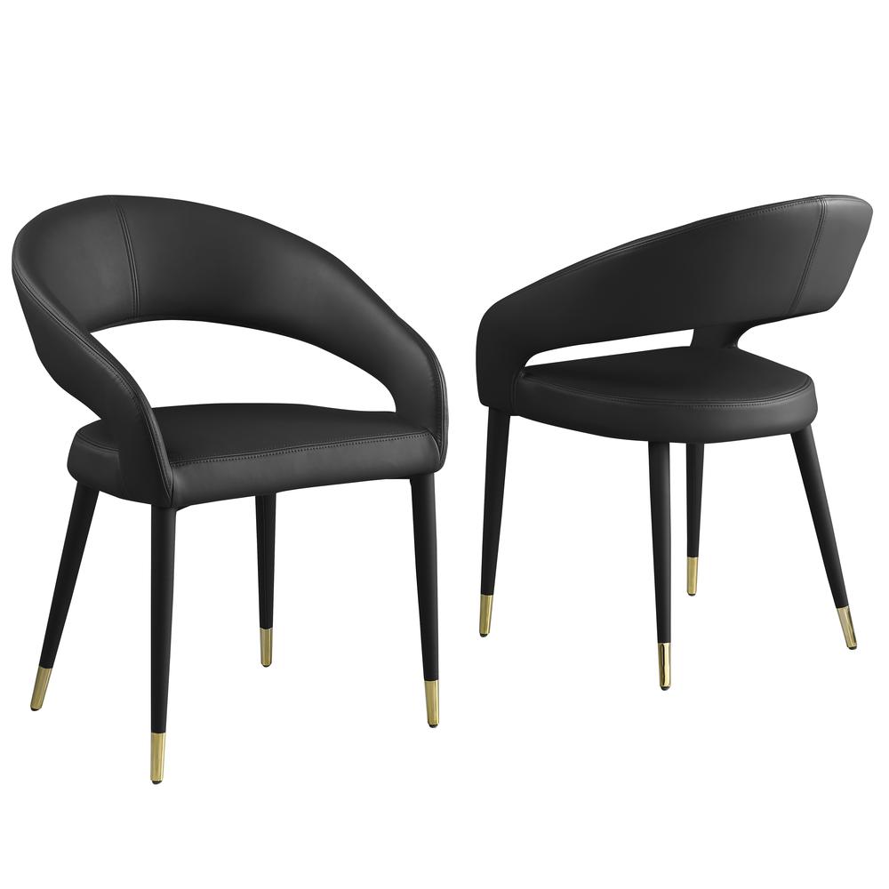Jacques Faux Leather Black Dining Chairs (Set of 2). Picture 1