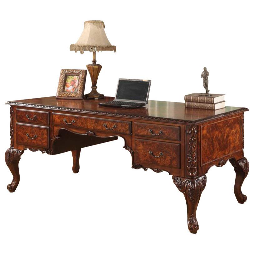 Best Master CDExecutive 72" Wood Office Desk With Hand Carved Designs in Cherry. Picture 1