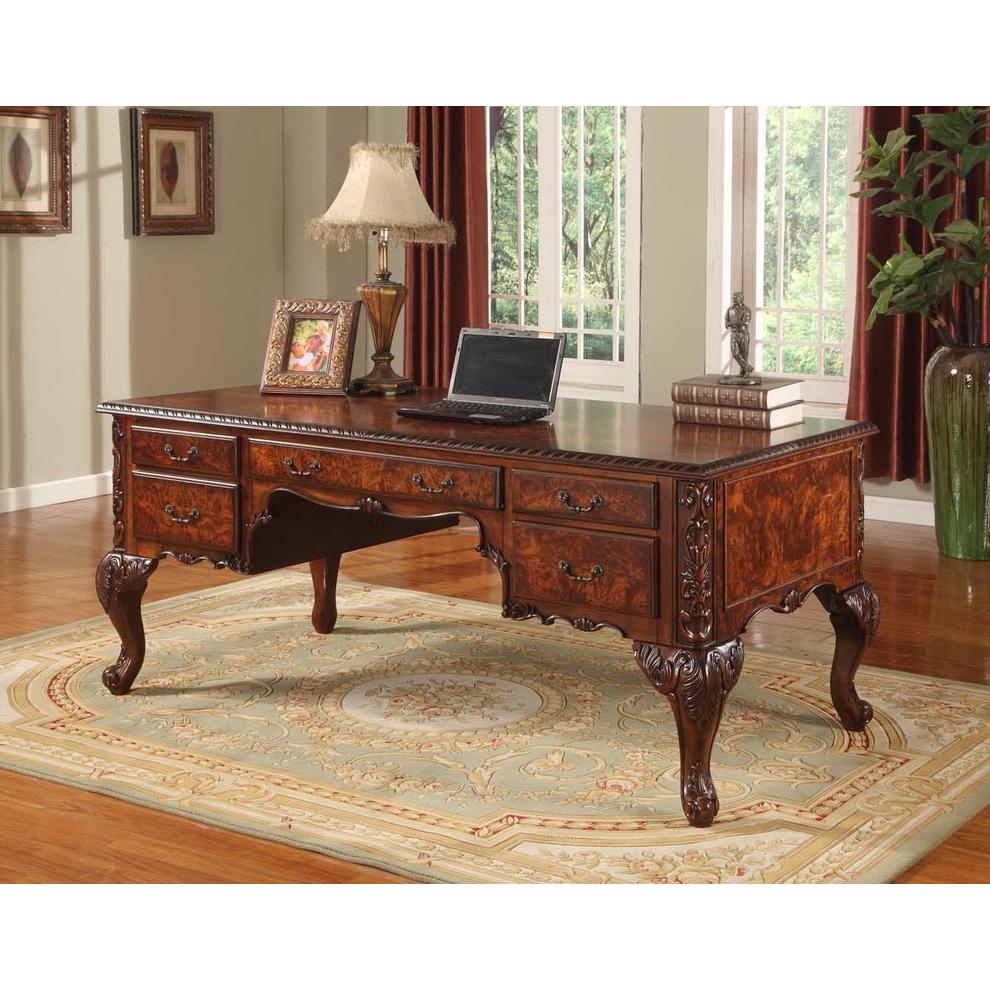 Best Master CDExecutive 72" Wood Office Desk With Hand Carved Designs in Cherry. Picture 2