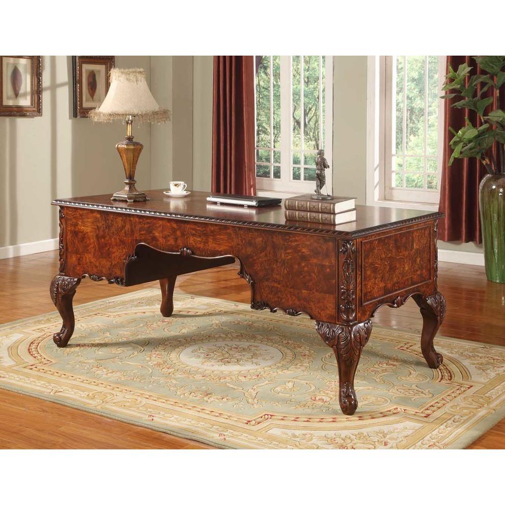 Best Master CDExecutive 72" Wood Office Desk With Hand Carved Designs in Cherry. Picture 3