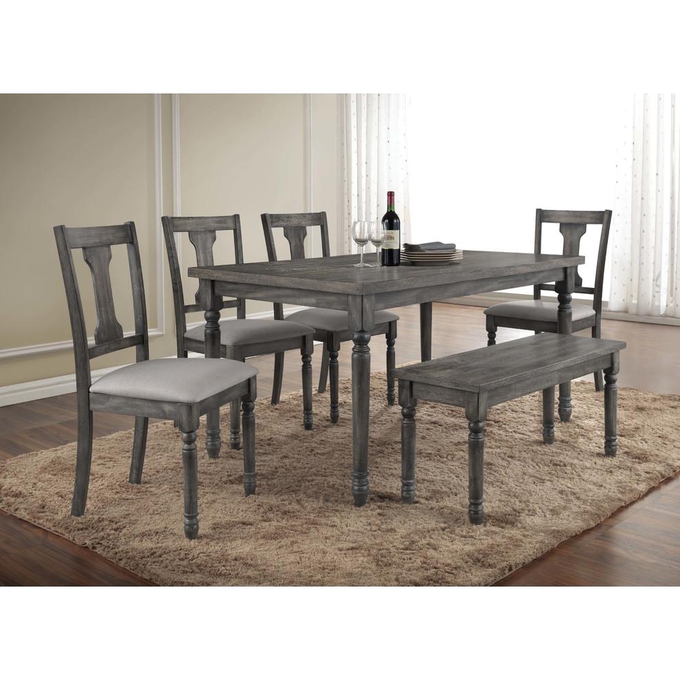 Best Master Demi 6-Piece Birch Wood Dining Set in Smoked Gray. Picture 2