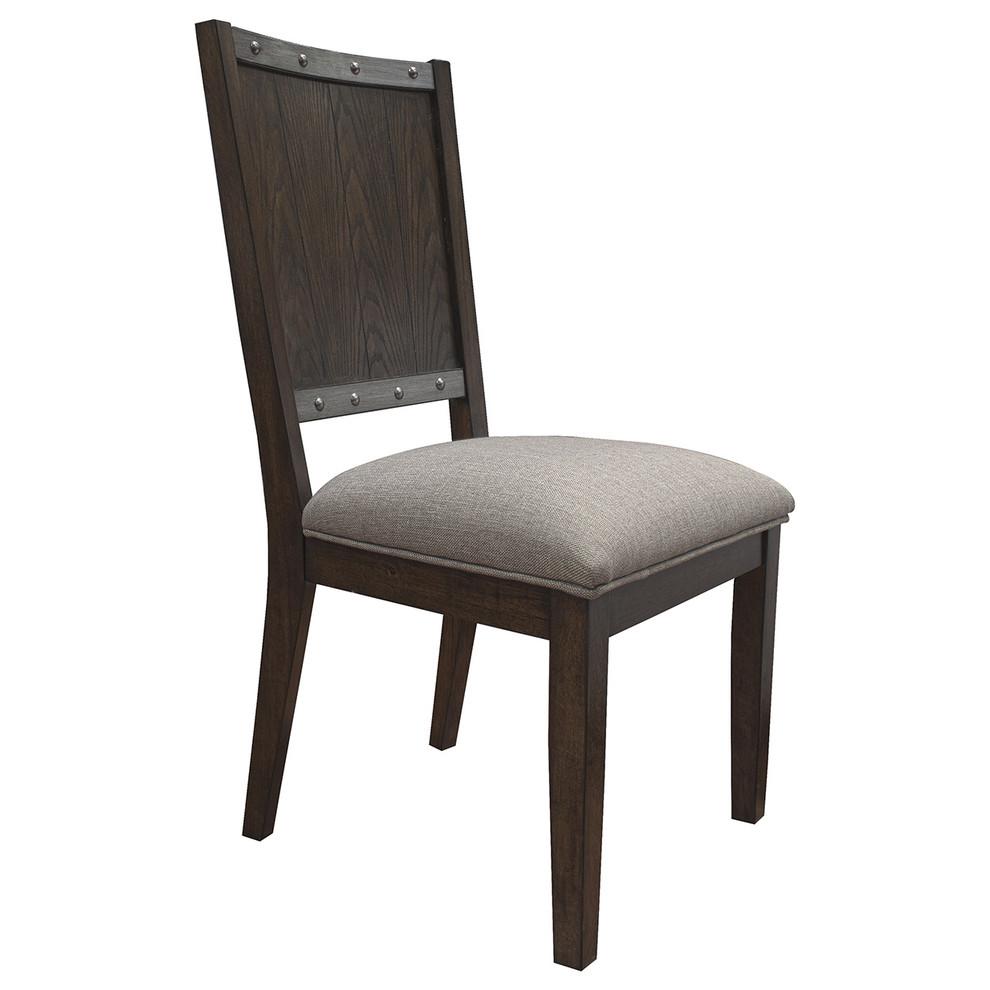 Best Master Engineered Wood and Fabric Dining Side Chair in Dark Oak (Set of 2). Picture 1