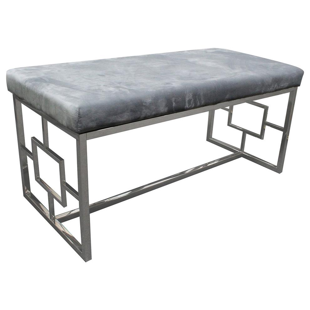 Grey and Silver Stainless Steel Bench. Picture 1