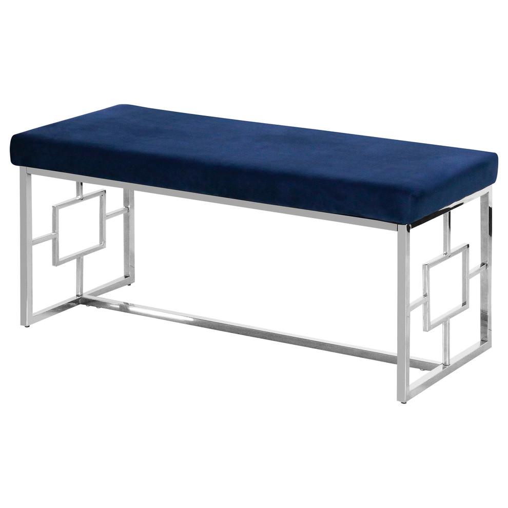 Blue and Silver Stainless Steel Bench. Picture 1