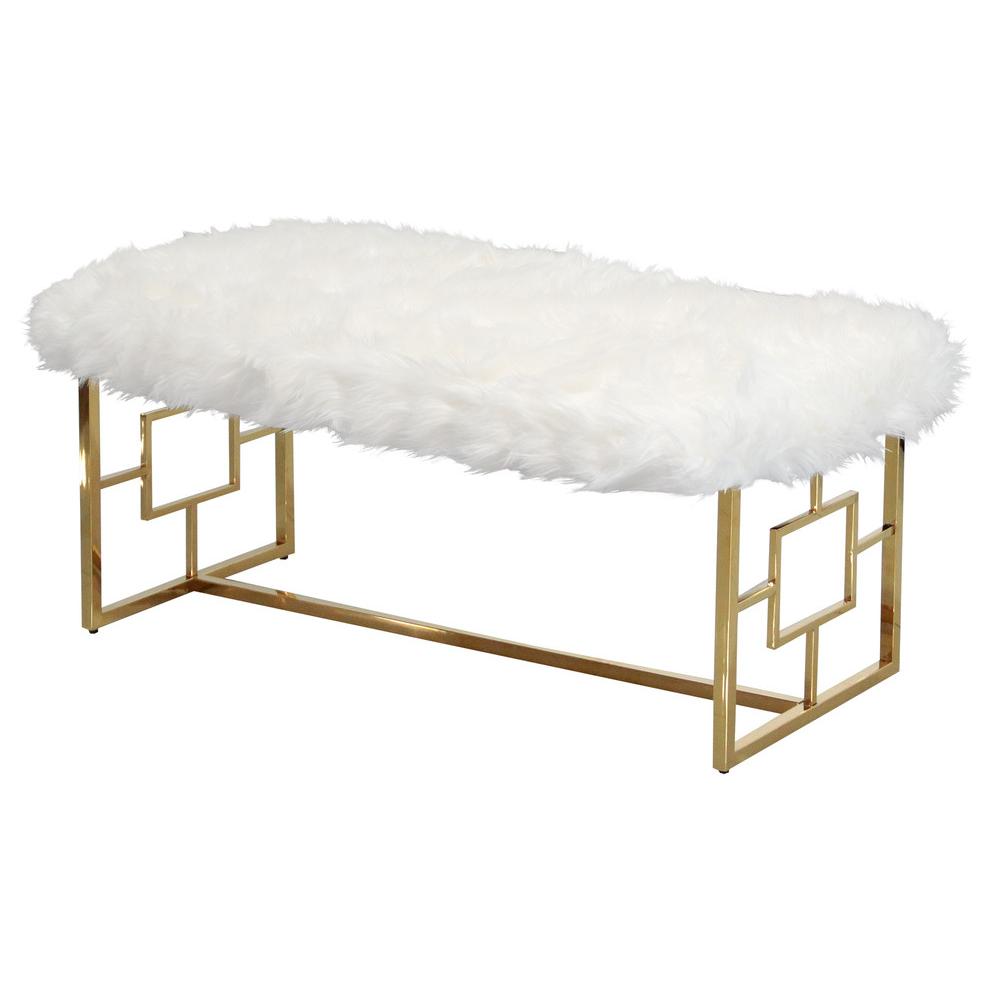 White and Gold Stainless Steel Bench. Picture 1
