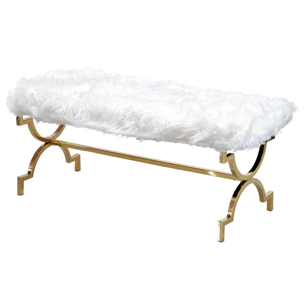 White and Gold Stainless Steel Bench. Picture 1