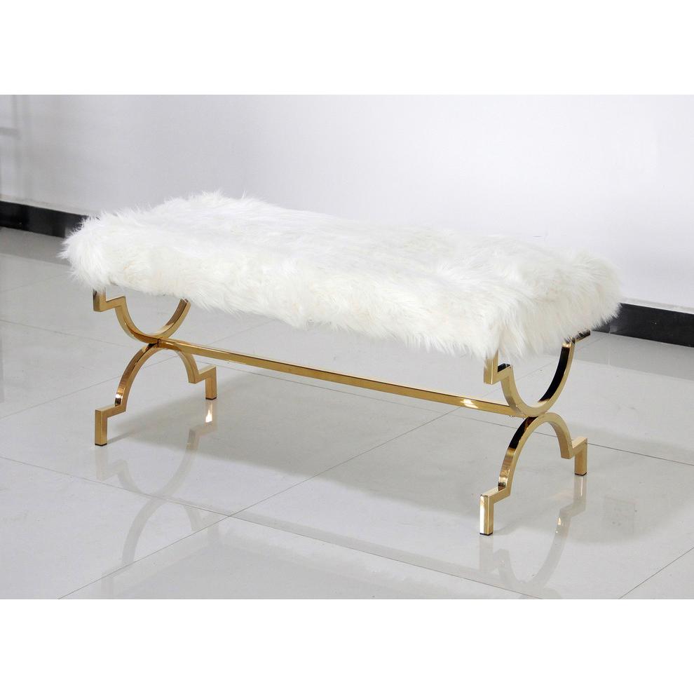 White and Gold Stainless Steel Bench. Picture 2