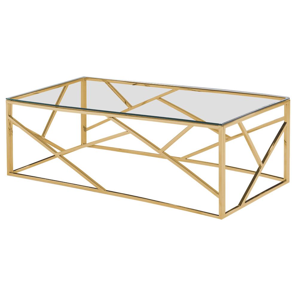 Best Master Morganna Stainless Steel Living Room Coffee Table in Gold. Picture 1