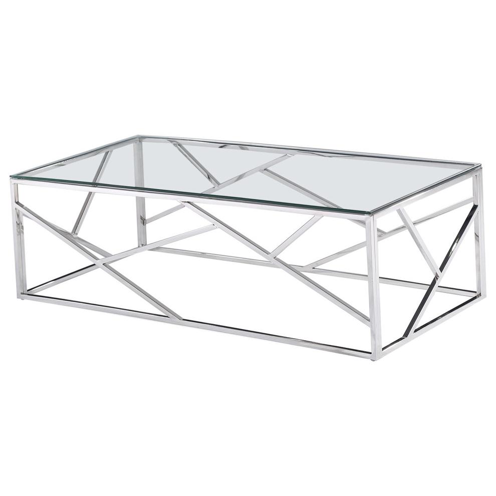 Best Master Morganna Stainless Steel Living Room Coffee Table in Silver. Picture 1