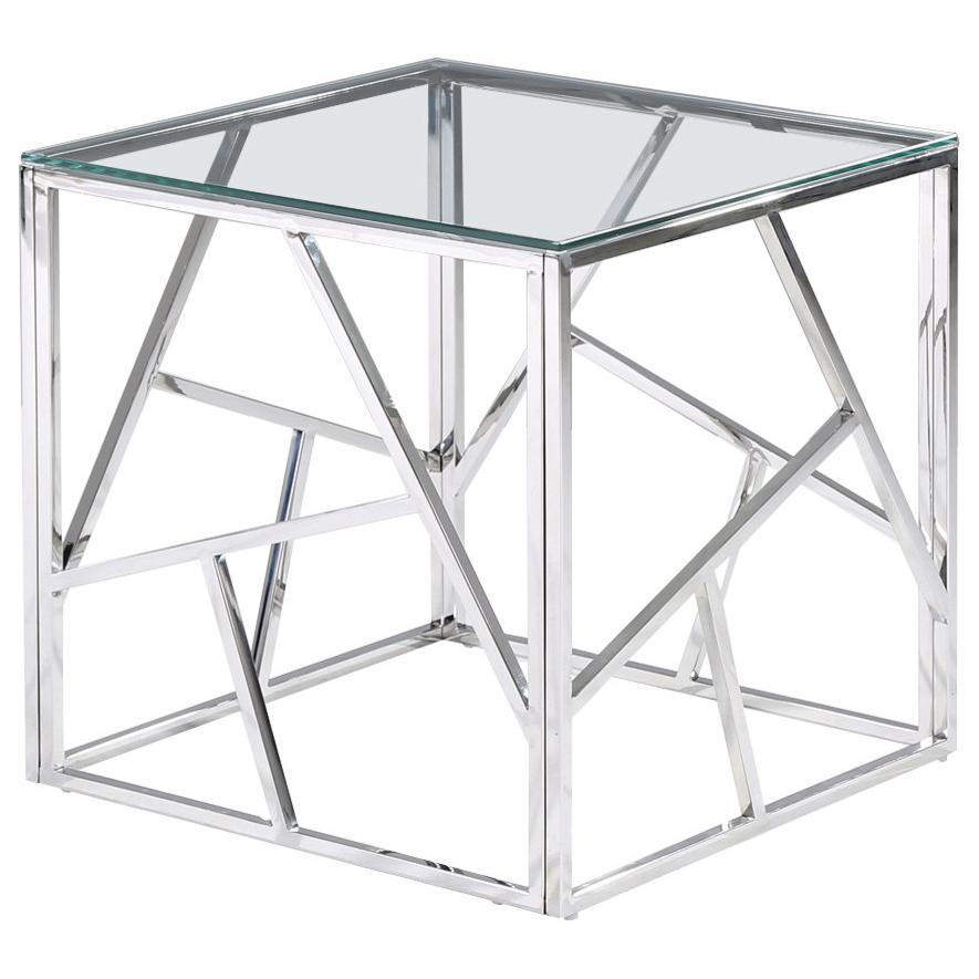 Best Master Morganna Stainless Steel Living Room End Table in Silver. Picture 1