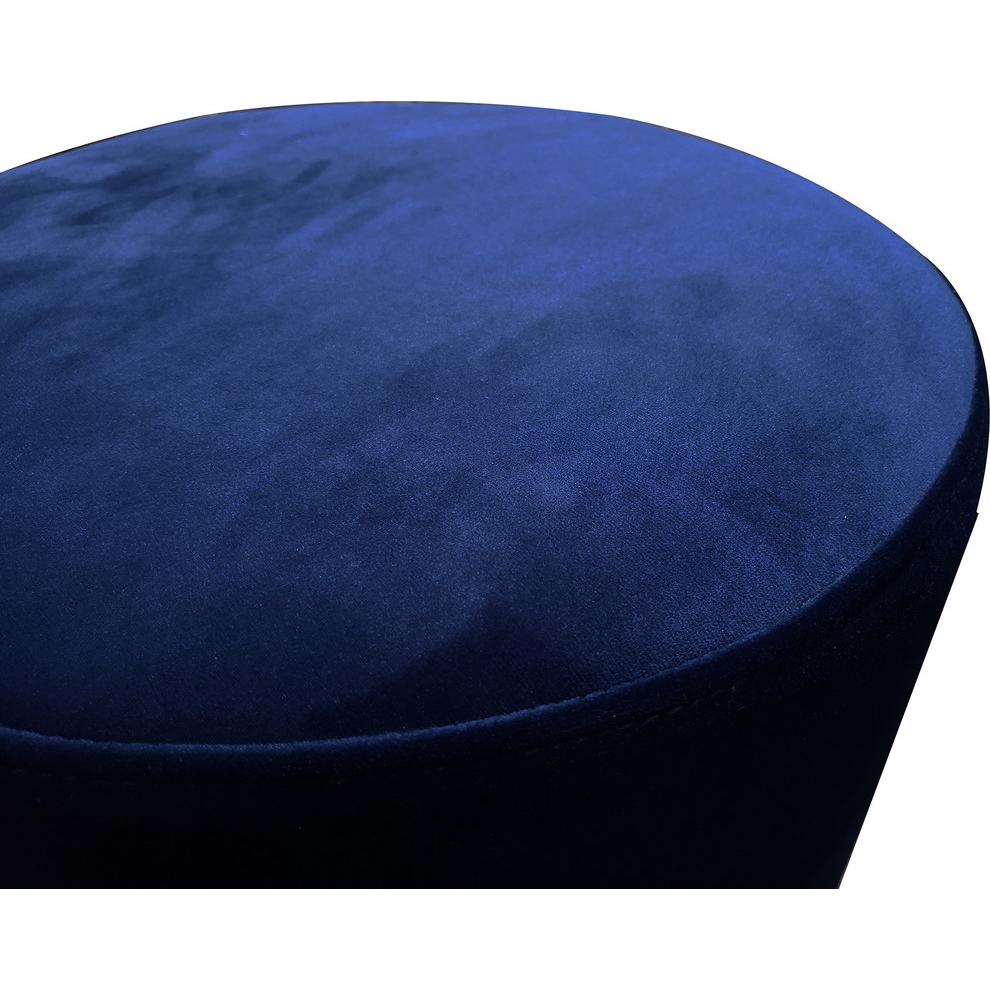 Best Master Furniture Dalvik Round Velvet Accent Stool in Navy Blue/Gold Base. Picture 2