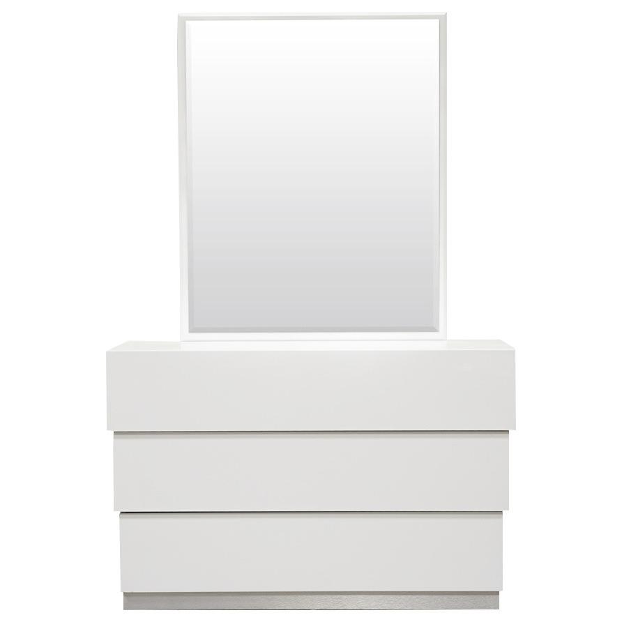 Best Master Florence 2-Piece Poplar Wood Bedroom Dresser and Mirror Set in White. Picture 1