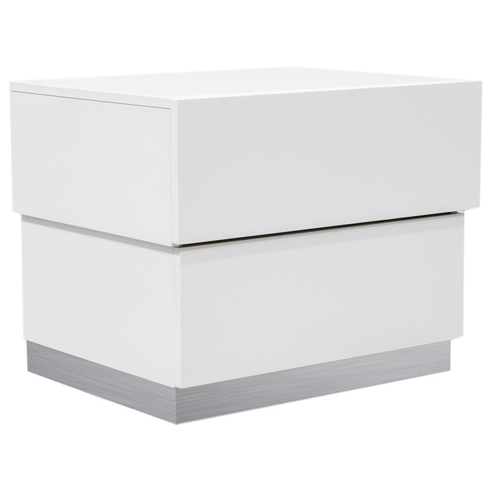 Best Master Florence 2-Drawer Poplar Wood Bedroom Nightstand in White. Picture 1