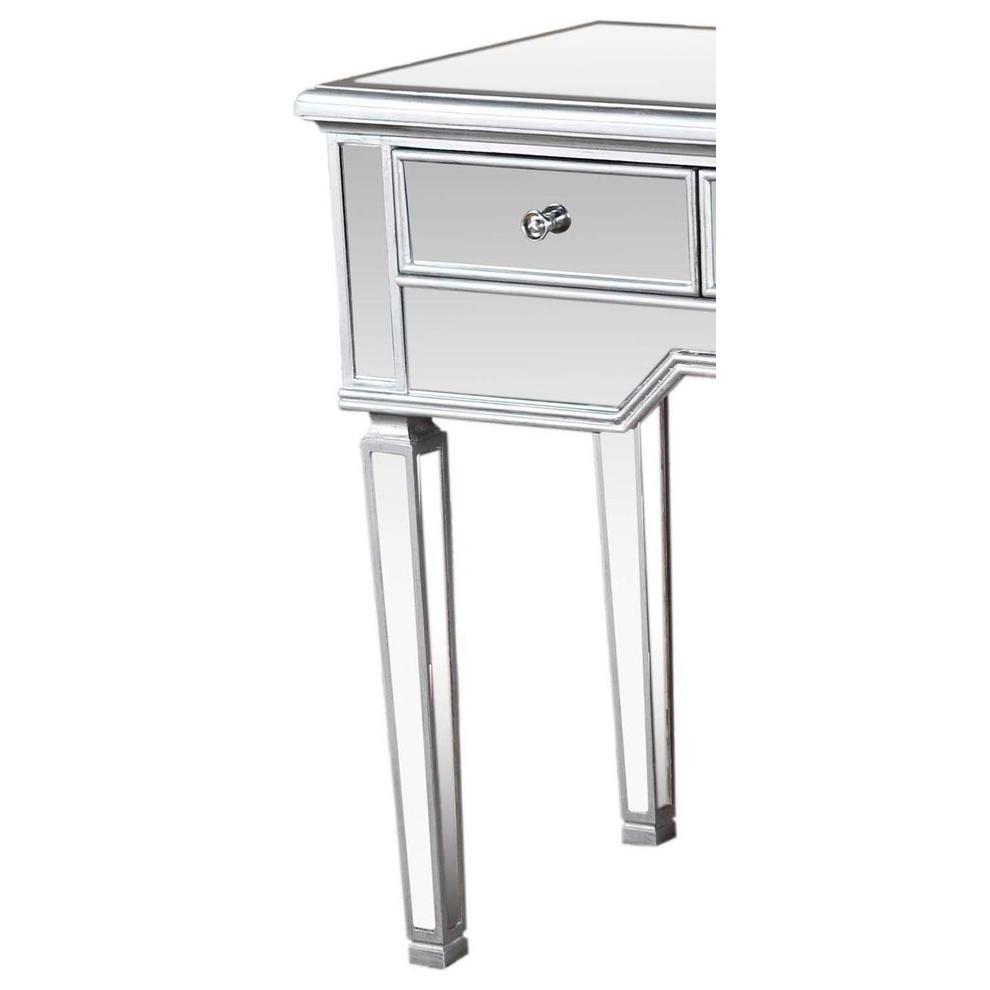 Best Master 3-Drawer Wood and Mirrored Console Table in Silver Brushed. Picture 3