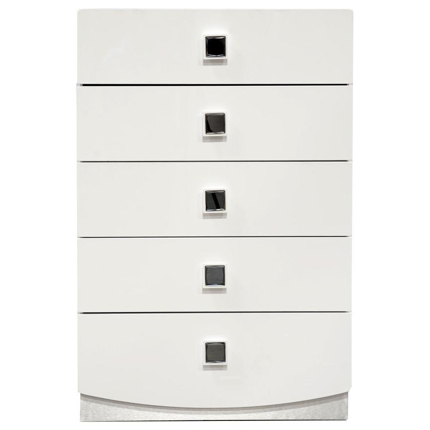 Best Master France 5-Drawer Poplar Wood Bedroom Chest in White Lacquer. Picture 1