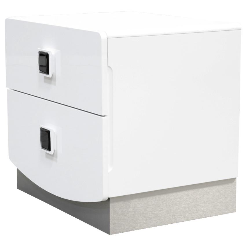 Best Master France 2-Drawer Poplar Wood Bedroom Nightstand in White Lacquer. Picture 1