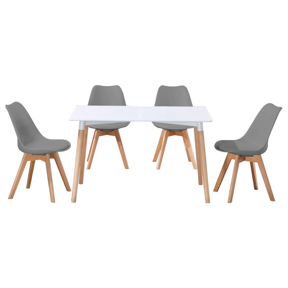 Best Master Mirage Modern 5-Piece Solid Wood Dining Set in Gray. Picture 1