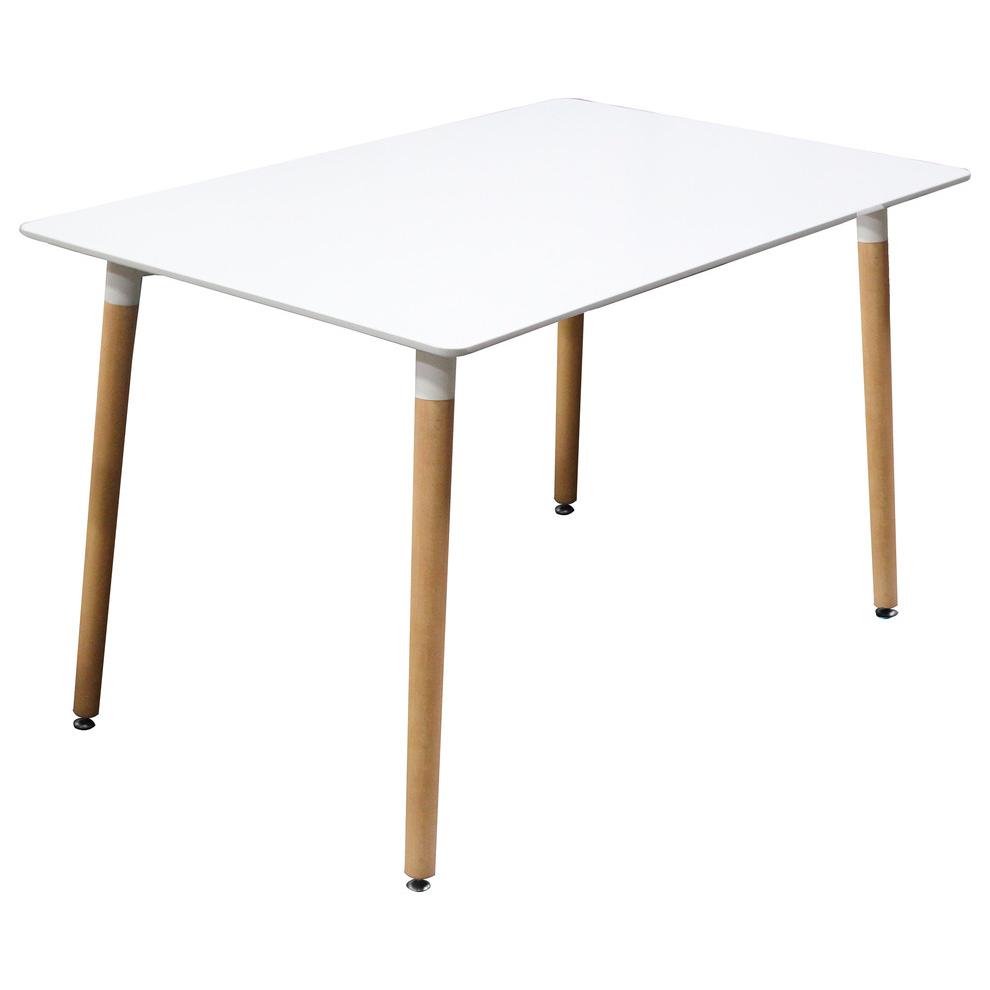 Best Master Mirage Modern Solid Wood Dining Table in White. Picture 1