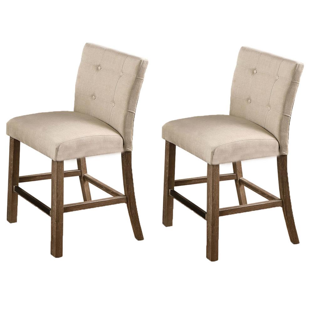 Best Master Hadley Solid Wood Counter Height Chair - Light Gray/Beige (Set of 2). Picture 1
