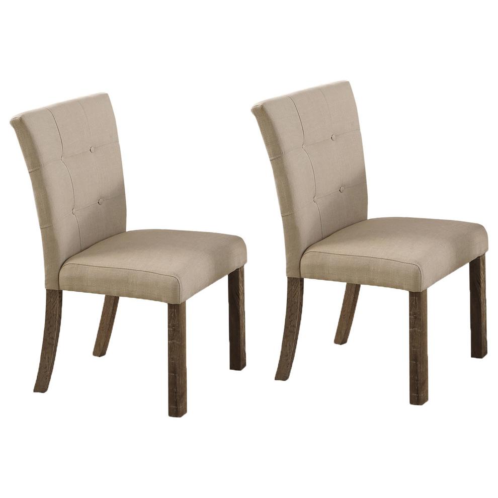 Light Gray With Beige Side Chairs, Set of 2. Picture 1
