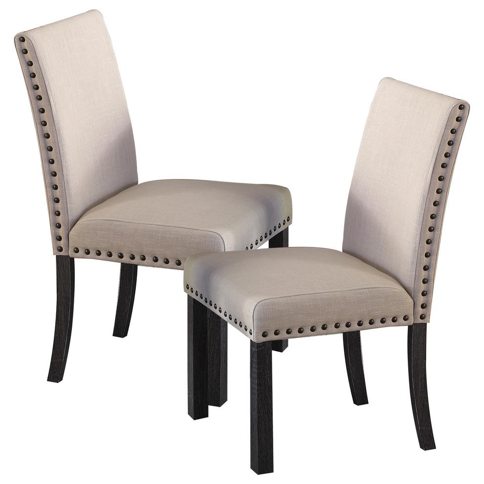 Best Master Linen Fabric Dining Side Chair in Antique Gray/Natural (Set of 2). Picture 1