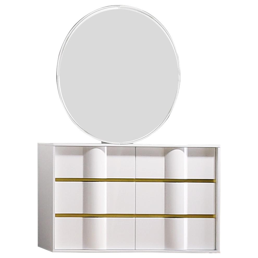 Best Master Havana 2-Piece Poplar Wood Dresser and Mirror Set in White/Gold Trim. Picture 1