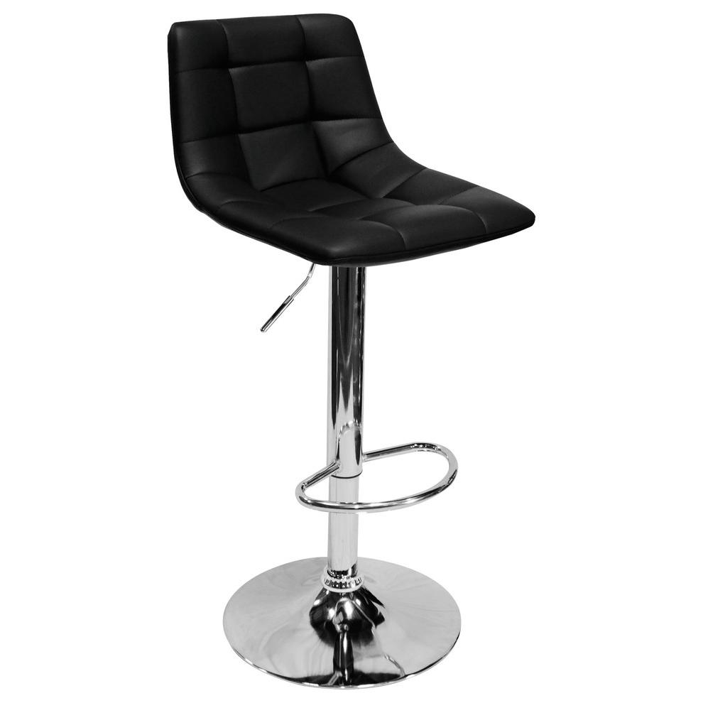 Best Master Mandy Faux Leather Adjustable Swivel Bar Stool in Black (Set of 2). Picture 2