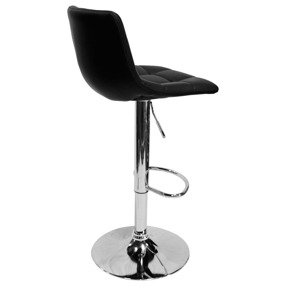 Best Master Mandy Faux Leather Adjustable Swivel Bar Stool in Black (Set of 2). Picture 3