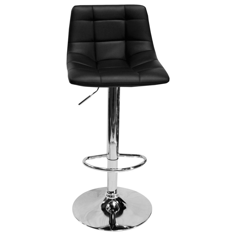 Best Master Mandy Faux Leather Adjustable Swivel Bar Stool in Black (Set of 2). Picture 4