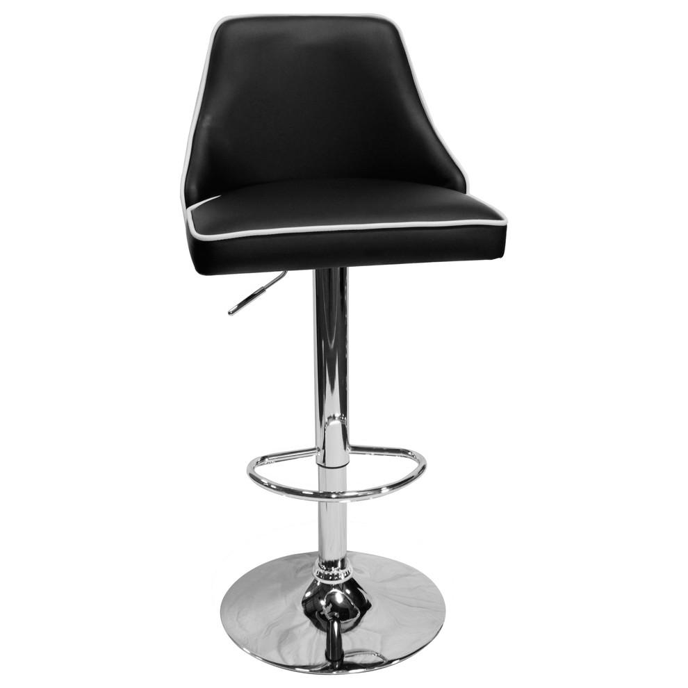 Aaron Presley Faux Leather Adjustable Swivel Bar Stool in Black (Set of 2). Picture 2