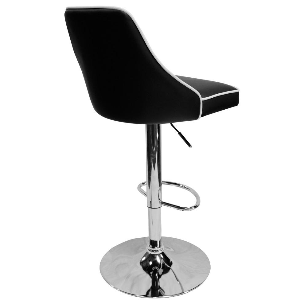 Aaron Presley Faux Leather Adjustable Swivel Bar Stool in Black (Set of 2). Picture 4