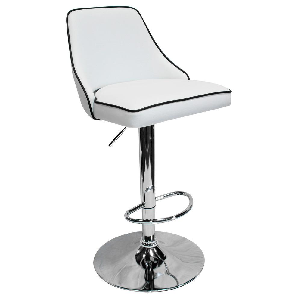 Aaron Presley Faux Leather Adjustable Swivel Bar Stool in White (Set of 2). Picture 2
