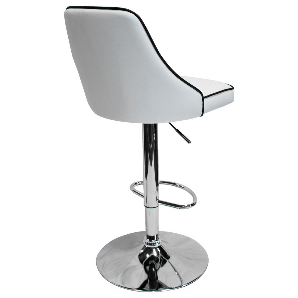 Aaron Presley Faux Leather Adjustable Swivel Bar Stool in White (Set of 2). Picture 3