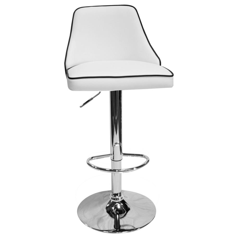 Aaron Presley Faux Leather Adjustable Swivel Bar Stool in White (Set of 2). Picture 4