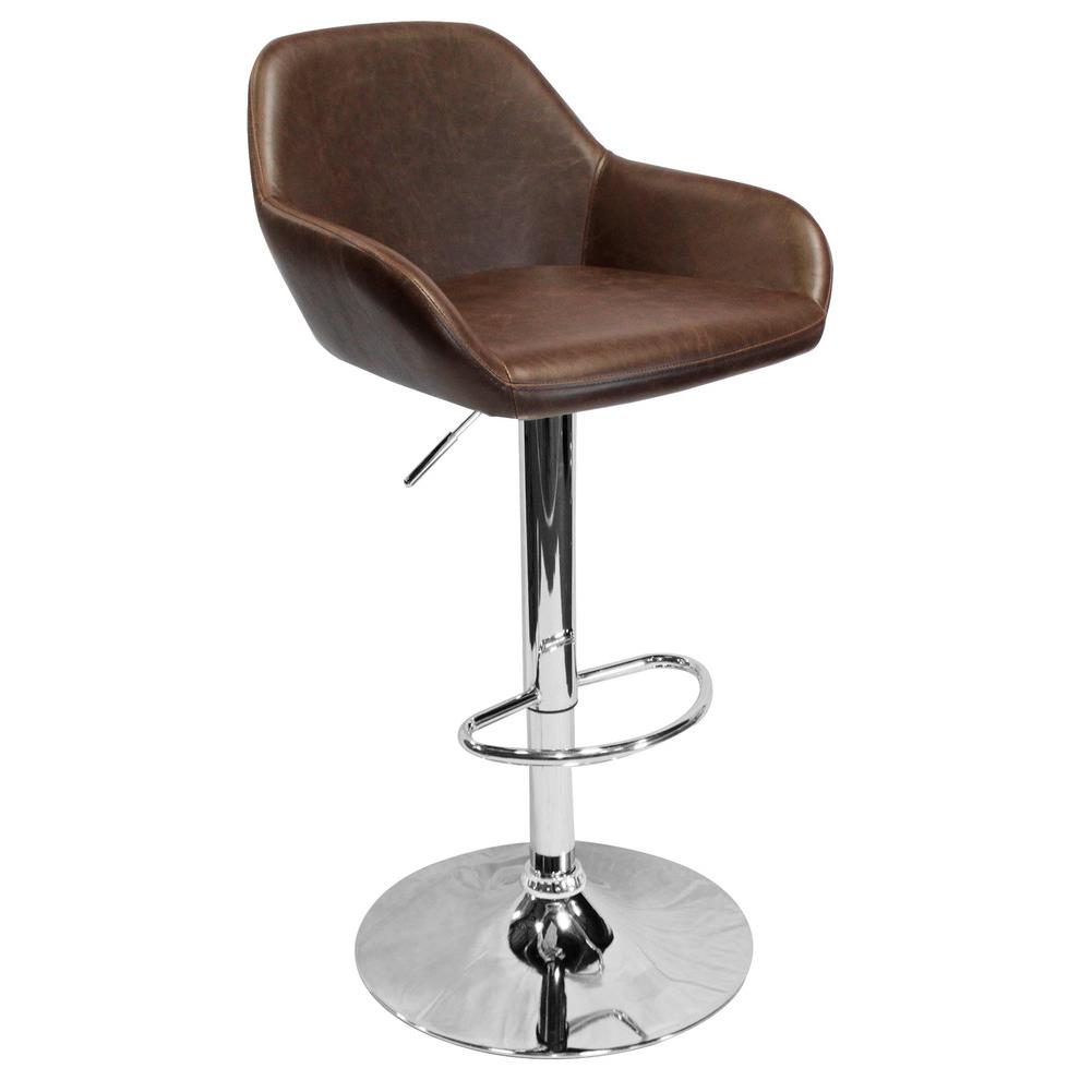 Best Master Lincoln Faux Leather Adjustable Swivel Bar Stool in Brown (Set of 2). Picture 2