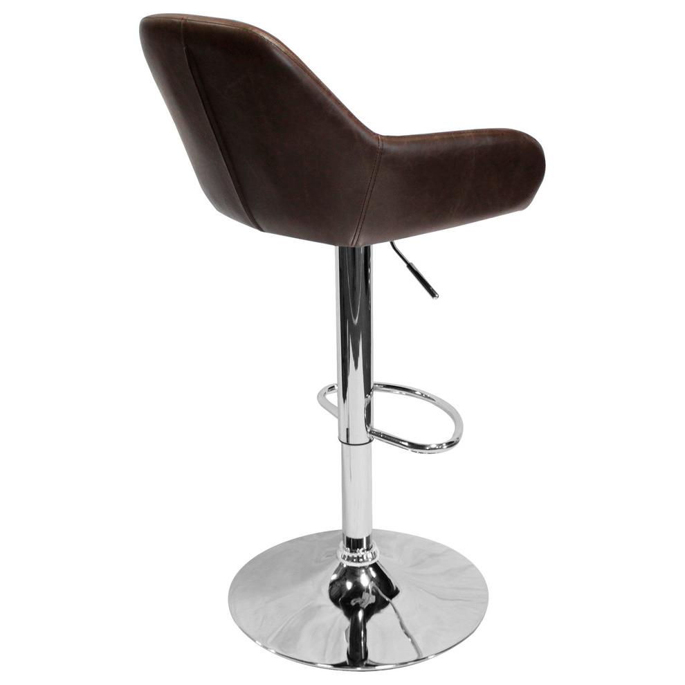 Best Master Lincoln Faux Leather Adjustable Swivel Bar Stool in Brown (Set of 2). Picture 3