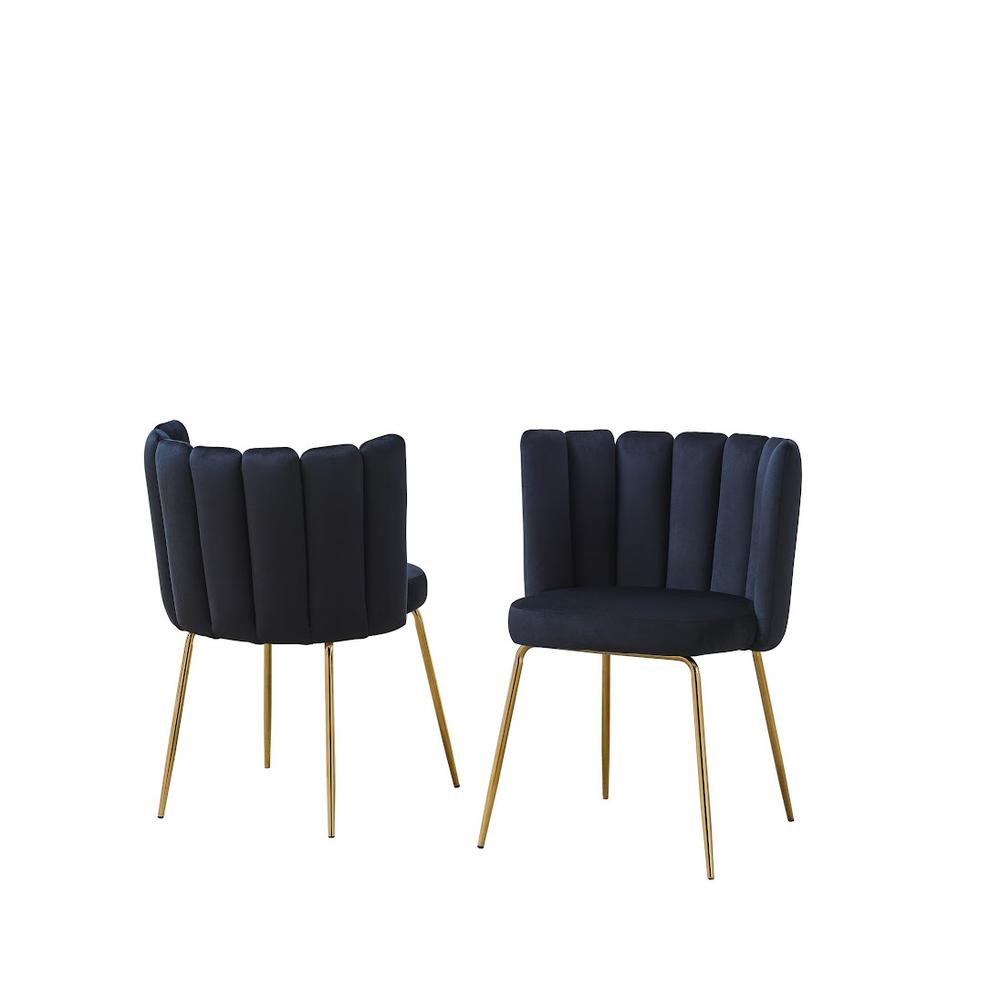 Omid Velour Dining Chair Black, Gold Leg (Set of 2). Picture 1